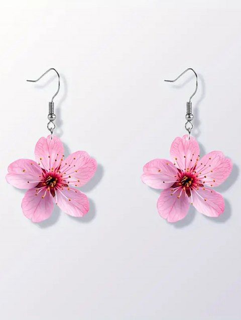 Boucles D'Oreilles Pendantes Tendances en Forme de Fleurs Acryliques Éclatantes