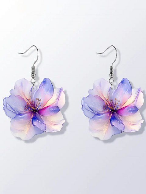 Boucles D'Oreilles Pendantes Tendances en Forme de Fleurs Acryliques Éclatantes