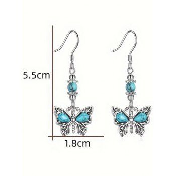 Butterfly Faux Turquoise Beaded Simple Style Earrings