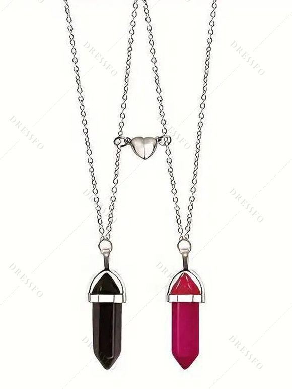 Ensemble de Bracelet Cœur Magnétique Perlé avec Pierre 4 Pièces - multicolor A 