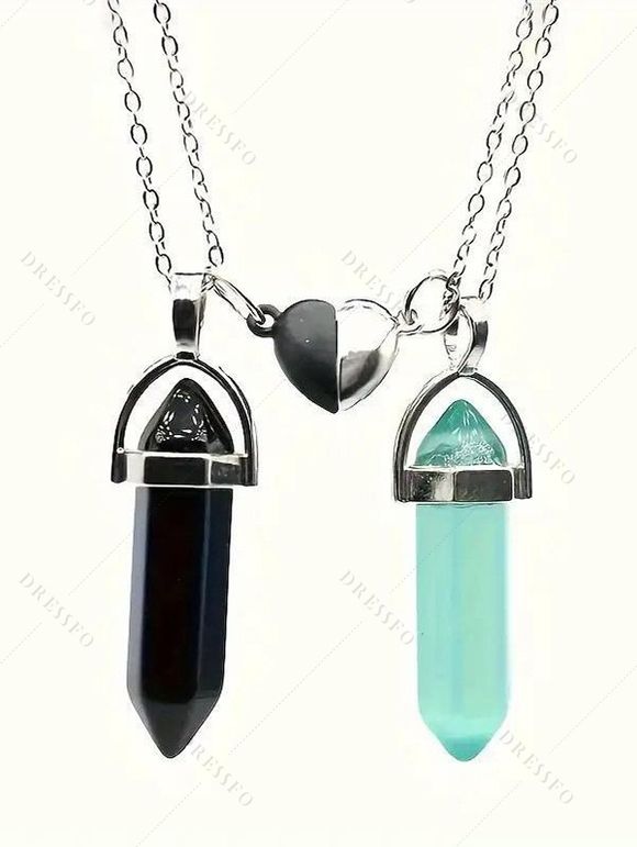 Ensemble de Bracelet Cœur Magnétique Perlé avec Pierre 4 Pièces - multicolor C 