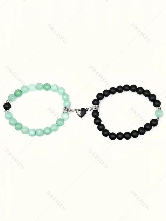 Ensemble de Bracelet Cœur Magnétique Perlé avec Pierre 4 Pièces - multicolor C 