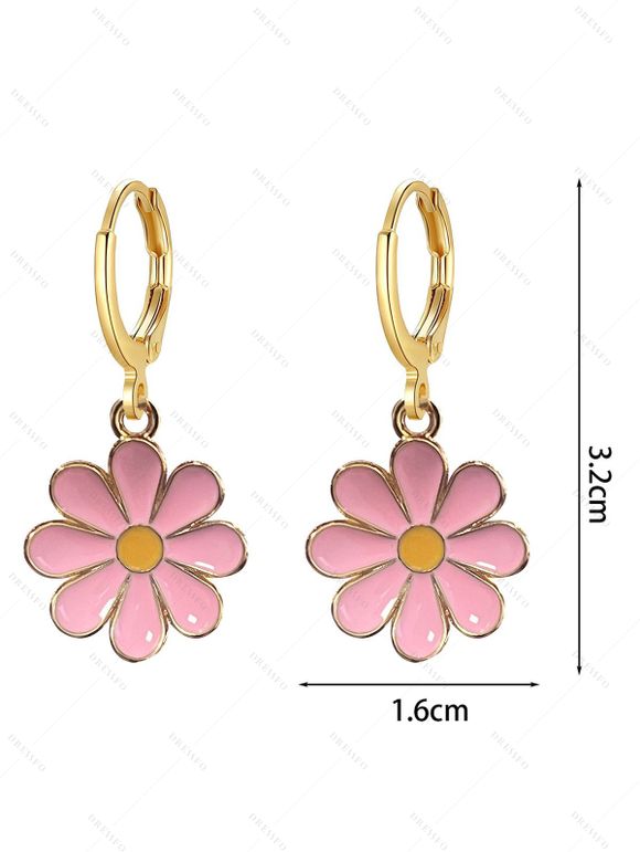Boucles D'Oreilles Pendantes en Alliage Motif Marguerite et Fleur Style Simple - Rose clair 