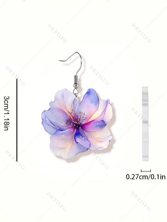 Boucles D'Oreilles Pendantes Tendances en Forme de Fleurs Acryliques Éclatantes - multicolor A 