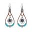 Boucles D'Oreilles Pendantes en Alliage Motif Floral et Turquoise Fantaisie à Sculpture Creuse Style Vintage - multicolor A 