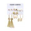 Boucles D'Oreilles Lune Cœur Coquille Imprimés en Fausse Perle à Frange Style Bohémien 6 Paires - multicolor A 