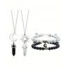 Ensemble de Bracelet Collier Lune Cœur Perlé Magnétique 4 Pièces - multicolor A 