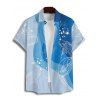 Chemise de Plage Ombré Motif D'Elément de Vacances à Pois à Manches Courtes - Bleu Ciel 5XL