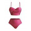 Maillot de Bain Tankini de Plage Tordu Imprimé à Taille Haute à Bretelle Fine Ajustable Deux Pièces - Rouge S | US 4