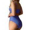 Plaid Pattern Twisted Adjustable Spaghetti Strap Beach Tankini Swimsuit High Waisted Briefs Vacation Two Piece Swimwear - BLUE S | US 4