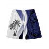 Short de Plage Arbre de Noix de Coco Imprimé à Taille Elastique pour Homme - Bleu L