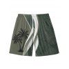 Short de Plage Arbre de Noix de Coco Imprimé à Taille Elastique pour Homme - Vert profond 5XL