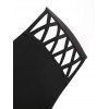 Maillot de Bain Tankini Croisé Gainant Découpé à Imprimé Pieuvre en Treillis à Volants de Plage - Noir M