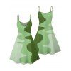 Mini Robe Décontractée Ligne A Géométrique Motif Abstrait en Blocs de Couleurs à Bretelle Fine - Vert clair L | US 8-10