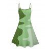 Mini Robe Décontractée Ligne A Géométrique Motif Abstrait en Blocs de Couleurs à Bretelle Fine - Vert clair L | US 8-10