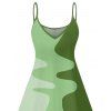 Mini Robe Décontractée Ligne A Géométrique Motif Abstrait en Blocs de Couleurs à Bretelle Fine - Vert clair L | US 8-10