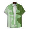 Chemise Décontractée Boutonnée Motif Géométrique en Blocs de Couleurs à Manches Courtes - Vert 5XL