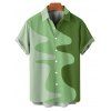 Chemise Décontractée Boutonnée Motif Géométrique en Blocs de Couleurs à Manches Courtes - Vert 5XL