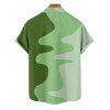 Chemise Décontractée Boutonnée Motif Géométrique en Blocs de Couleurs à Manches Courtes - Vert 5XL