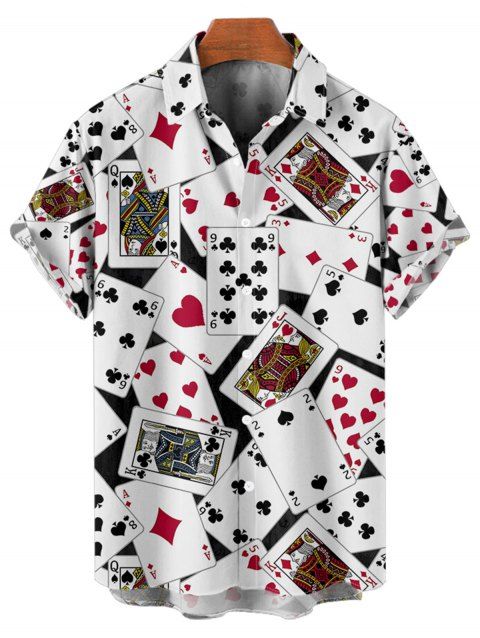 Chemise Décontractée Boutonnée Motif de Cœur Partout à Manches Roulées