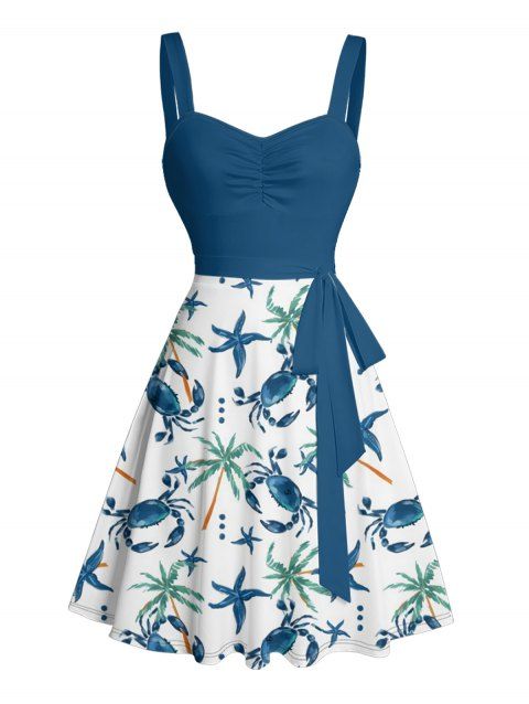 Mini Robe de Plage Ligne A Palmier Cocotier et Etoile de Mer