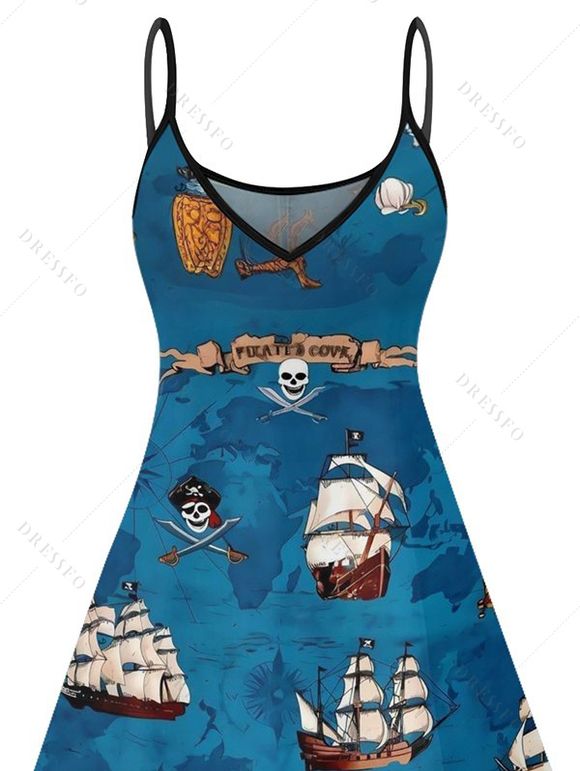 Robe Mini Solide sans Manches à Col en V Profond pour Vacances Tricotées à la Plage - Bleu profond XXXXL | US 18