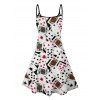 Mini Robe Ligne A Décontractée Motif de Cartes à Bretelle Fine à Col V - Noir XXXXXL | US 20