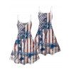Mini Robe Ligne A à Bretelle Fine Motif de Drapeau Américain et de Noix de Coco - Blanc XXXXXL | US 20