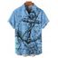 Men's Anchor Letter Pattern Beach Shirt Roll Up Short Sleeve Button Up Casual Shirt - SKY BLUE 5XL