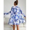 Ensemble de Bikini Feuille Tropicale Imprimé Noué 3 Pièces - Bleu S