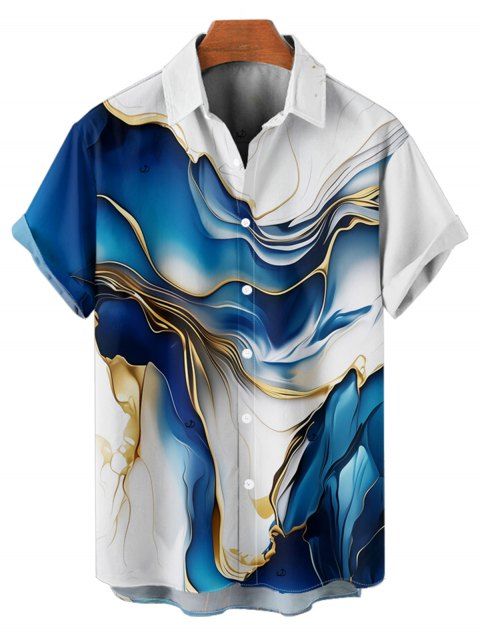 Chemise Décontractée Style Abstrait Boutonnée à Manches Courtes pour Homme