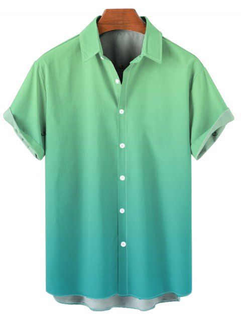 Chemise de Vacances Décontractée Boutonnée Ombrée à Manches Courtes