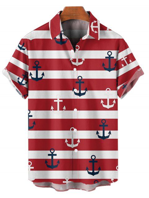 Chemise de Vacances Décontractée Motif de Rayure Zébrée à Manches Courtes