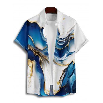 Vacation Couple Outfit Abstract Art Style Pattern Spaghetti Strap V Neck A Line Mini Tank Dress and Roll Up Sleeve Shirt Casual Matching Outfit