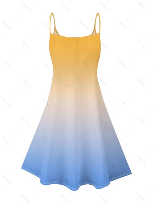 Mini Robe Ligne A Décontractée Ombrée à Bretelle Fine à Col V - Jaune L | US 8-10