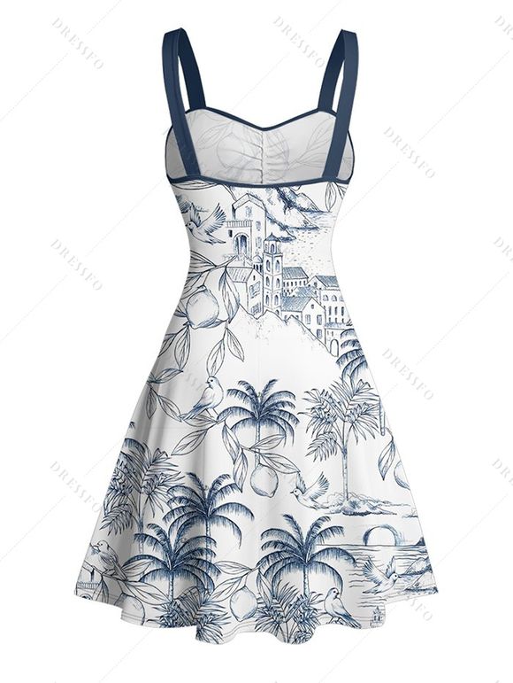 Mini Robe Ligne A Décontractée Cocotier Imprimé à Lacets - Blanc XXXL | US 16