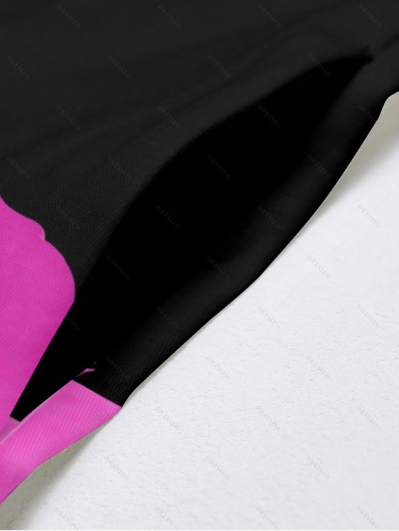 Robe de Plage Longue Ligne A Motif Tropical à Bretelle Fine avec Poche - Rouge foncé S | US 4