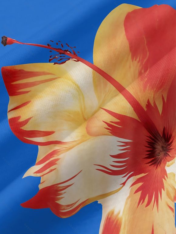 Robe de Plage Longue Ligne A Motif Tropical à Bretelle Fine avec Poche - Bleu profond XXL | US 14