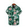 Men's Allover Tropical Leaf Flower Pattern Vacation Shirt Roll Up Short Sleeve Button Up Shirt - DEEP GREEN S