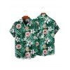 Men's Allover Tropical Leaf Flower Pattern Vacation Shirt Roll Up Short Sleeve Button Up Shirt - DEEP GREEN S