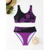 Maillot de Bain Tankini Matelassé Motif de Fleur en Blocs de Couleurs et Slip de Plage Deux Pièces - Concorde L