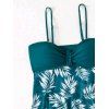 Maillot de Bain Tankini Au Poitrine Feuille Imprimée Transparent à Bretelle Fine Deux Pièces - Vert clair XL