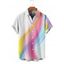 Chemise de Vacances Décontractée en Couleur D'Arc-en-ciel Boutonnée à Manches Courtes - Blanc XL