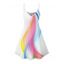 Mini Robe de Vacances Ligne A à Bretelle Fine en Couleur D'Arc-en-ciel à Col V - Blanc S | US 4