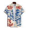 Chemise de Vacances Vintage Motif de Poisson Boutonnée à Manches Courtes - Rouge 5XL