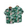 Vacation Couple Outfit Allover Tropical Leaf Flower Pattern Ruched Bust Belt Dress and Roll Up Sleeve Shirt Drawstrings Shorts Matching Outfit - Vert profond S | US 4