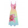 Robe Longue Ligne A Ombrée Motif de Fleur avec Poche à Bretelle Fine - multicolor L | US 8-10