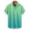 Chemise de Vacances Décontractée Boutonnée Ombrée à Manches Courtes - Vert 5XL