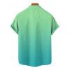 Chemise de Vacances Décontractée Boutonnée Ombrée à Manches Courtes - Vert 5XL