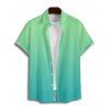 Chemise de Vacances Décontractée Boutonnée Ombrée à Manches Courtes - Vert 5XL